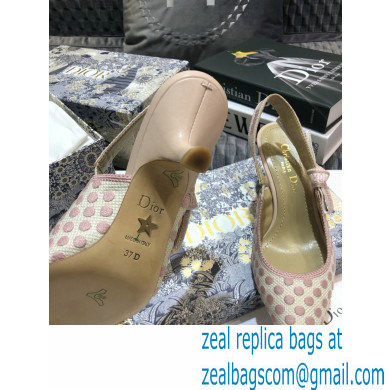 Dior Heel 6.5cm J'Adior Dots Embroidered Slingback Pumps Pink 2020