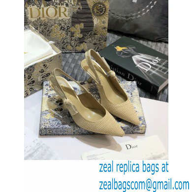 Dior Heel 6.5cm J'Adior Metallic Thread Embroidered Slingback Pumps Beige 2020