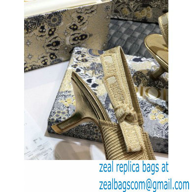 Dior Heel 6.5cm J'Adior Metallic Thread Embroidered Slingback Pumps Beige 2020