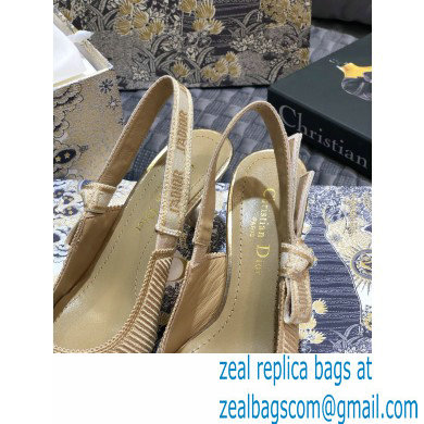 Dior Heel 6.5cm J'Adior Metallic Thread Embroidered Slingback Pumps Beige 2020 - Click Image to Close