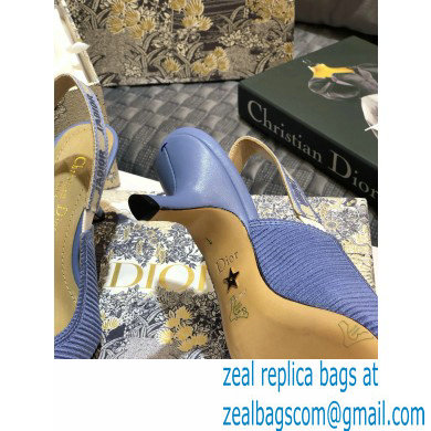 Dior Heel 6.5cm J'Adior Metallic Thread Embroidered Slingback Pumps Blue 2020 - Click Image to Close
