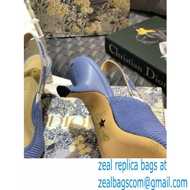 Dior Heel 6.5cm J'Adior Metallic Thread Embroidered Slingback Pumps Blue 2020