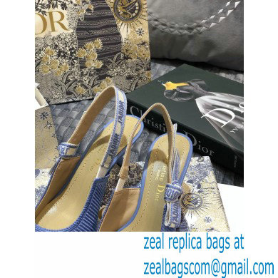 Dior Heel 6.5cm J'Adior Metallic Thread Embroidered Slingback Pumps Blue 2020 - Click Image to Close