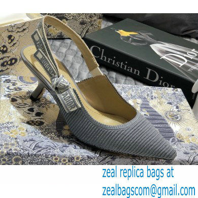 Dior Heel 6.5cm J'Adior Metallic Thread Embroidered Slingback Pumps Gray 2020 - Click Image to Close