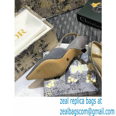 Dior Heel 6.5cm J'Adior Metallic Thread Embroidered Slingback Pumps Gray 2020 - Click Image to Close