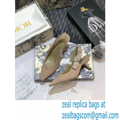 Dior Heel 6.5cm J'Adior Metallic Thread Embroidered Slingback Pumps Nude 2020