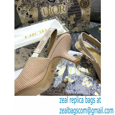 Dior Heel 6.5cm J'Adior Metallic Thread Embroidered Slingback Pumps Nude 2020 - Click Image to Close