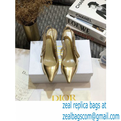 Dior Heel 6.5cm Rhinestone J'Adior Slingback Pumps Metallic Gold 2020