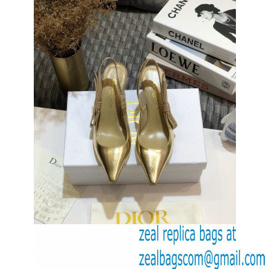 Dior Heel 6.5cm Rhinestone J'Adior Slingback Pumps Metallic Gold 2020 - Click Image to Close