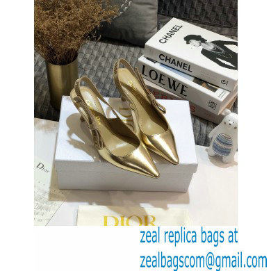 Dior Heel 6.5cm Rhinestone J'Adior Slingback Pumps Metallic Gold 2020 - Click Image to Close