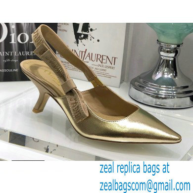 Dior Heel 6.5cm Rhinestone J'Adior Slingback Pumps Metallic Gold 2020 - Click Image to Close