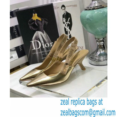 Dior Heel 6.5cm Rhinestone J'Adior Slingback Pumps Metallic Gold 2020 - Click Image to Close