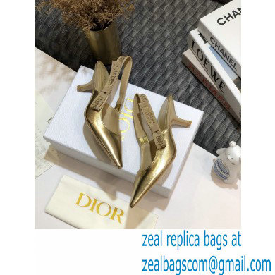 Dior Heel 6.5cm Rhinestone J'Adior Slingback Pumps Metallic Gold 2020 - Click Image to Close