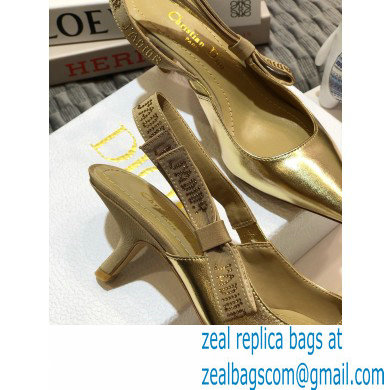 Dior Heel 6.5cm Rhinestone J'Adior Slingback Pumps Metallic Gold 2020