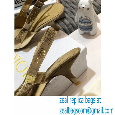 Dior Heel 6.5cm Rhinestone J'Adior Slingback Pumps Metallic Gold 2020