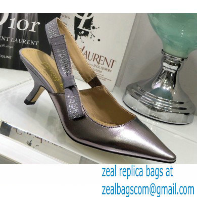 Dior Heel 6.5cm Rhinestone J'Adior Slingback Pumps Metallic Silver 2020 - Click Image to Close