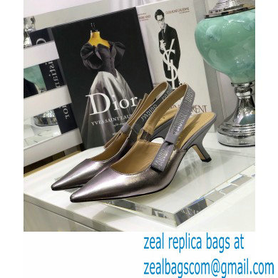 Dior Heel 6.5cm Rhinestone J'Adior Slingback Pumps Metallic Silver 2020 - Click Image to Close