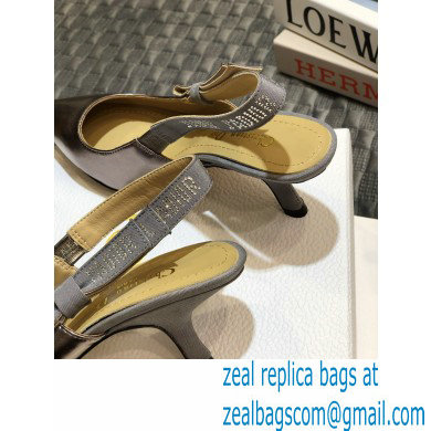 Dior Heel 6.5cm Rhinestone J'Adior Slingback Pumps Metallic Silver 2020 - Click Image to Close