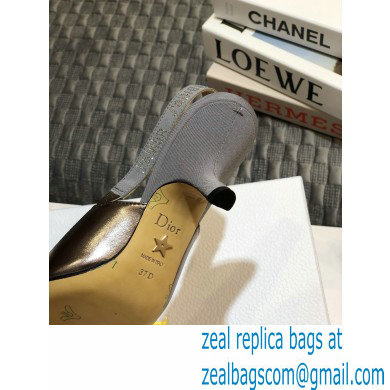 Dior Heel 6.5cm Rhinestone J'Adior Slingback Pumps Metallic Silver 2020 - Click Image to Close