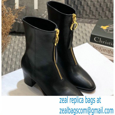 Dior Heel 7cm Calfskin Ankle Boots Black with Front Zip 2020