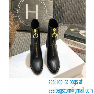 Dior Heel 7cm Calfskin Ankle Boots Black with Front Zip 2020