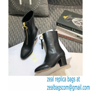 Dior Heel 7cm Calfskin Ankle Boots Black with Front Zip 2020