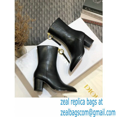 Dior Heel 7cm Calfskin Ankle Boots Black with Front Zip 2020 - Click Image to Close