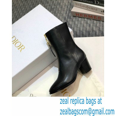 Dior Heel 7cm Calfskin Ankle Boots Black with Front Zip 2020