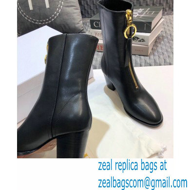 Dior Heel 7cm Calfskin Ankle Boots Black with Front Zip 2020