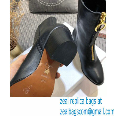 Dior Heel 7cm Calfskin Ankle Boots Black with Front Zip 2020 - Click Image to Close