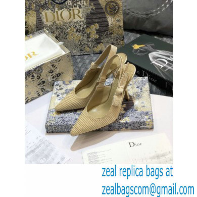 Dior Heel 9.5cm J'Adior Metallic Thread Embroidered Slingback Pumps Beige 2020