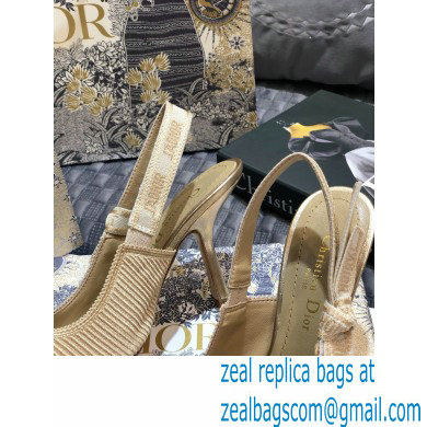 Dior Heel 9.5cm J'Adior Metallic Thread Embroidered Slingback Pumps Beige 2020 - Click Image to Close