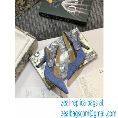 Dior Heel 9.5cm J'Adior Metallic Thread Embroidered Slingback Pumps Blue 2020 - Click Image to Close