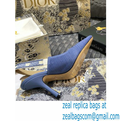 Dior Heel 9.5cm J'Adior Metallic Thread Embroidered Slingback Pumps Blue 2020 - Click Image to Close