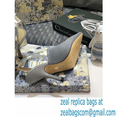 Dior Heel 9.5cm J'Adior Metallic Thread Embroidered Slingback Pumps Gray 2020 - Click Image to Close