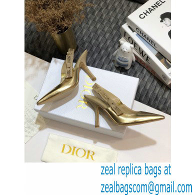 Dior Heel 9.5cm Rhinestone J'Adior Slingback Pumps Metallic Gold 2020