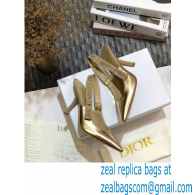 Dior Heel 9.5cm Rhinestone J'Adior Slingback Pumps Metallic Gold 2020 - Click Image to Close