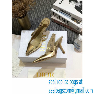 Dior Heel 9.5cm Rhinestone J'Adior Slingback Pumps Metallic Gold 2020