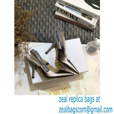 Dior Heel 9.5cm Rhinestone J'Adior Slingback Pumps Metallic Silver 2020 - Click Image to Close