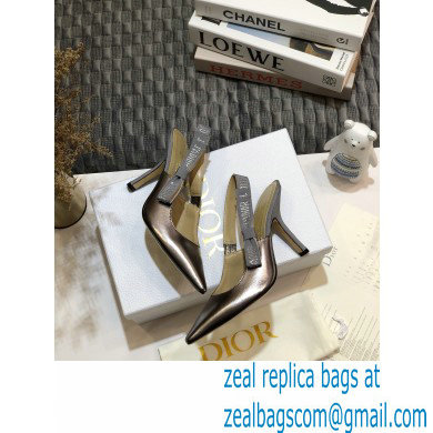 Dior Heel 9.5cm Rhinestone J'Adior Slingback Pumps Metallic Silver 2020 - Click Image to Close