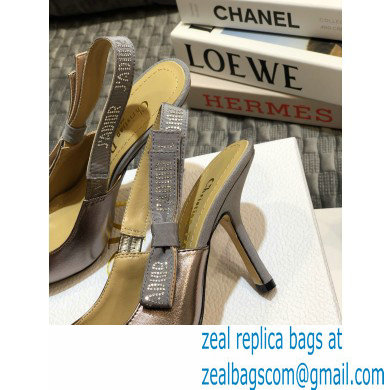 Dior Heel 9.5cm Rhinestone J'Adior Slingback Pumps Metallic Silver 2020