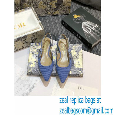 Dior J'Adior Metallic Thread Embroidered Slingback Ballet Flats Blue 2020