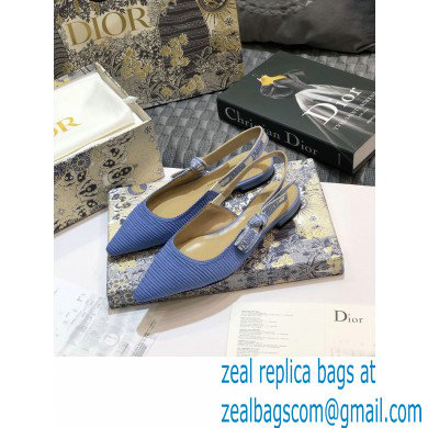 Dior J'Adior Metallic Thread Embroidered Slingback Ballet Flats Blue 2020 - Click Image to Close