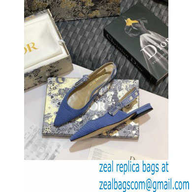 Dior J'Adior Metallic Thread Embroidered Slingback Ballet Flats Blue 2020 - Click Image to Close