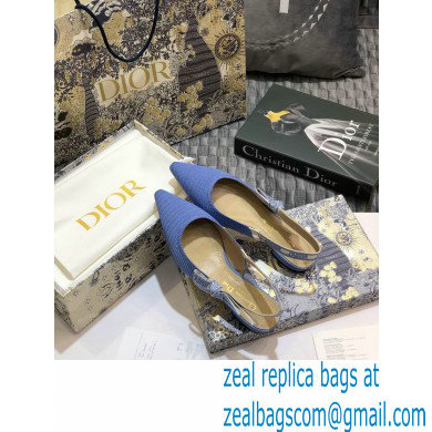 Dior J'Adior Metallic Thread Embroidered Slingback Ballet Flats Blue 2020 - Click Image to Close