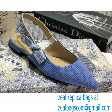 Dior J'Adior Metallic Thread Embroidered Slingback Ballet Flats Blue 2020 - Click Image to Close