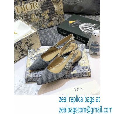 Dior J'Adior Metallic Thread Embroidered Slingback Ballet Flats Gray 2020