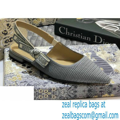 Dior J'Adior Metallic Thread Embroidered Slingback Ballet Flats Gray 2020 - Click Image to Close