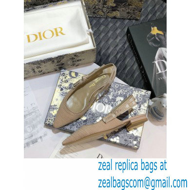 Dior J'Adior Metallic Thread Embroidered Slingback Ballet Flats Nude 2020