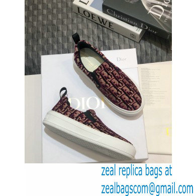 Dior Oblique Embroidered Velvet Solar Slip-On Sneakers Burgundy 2020